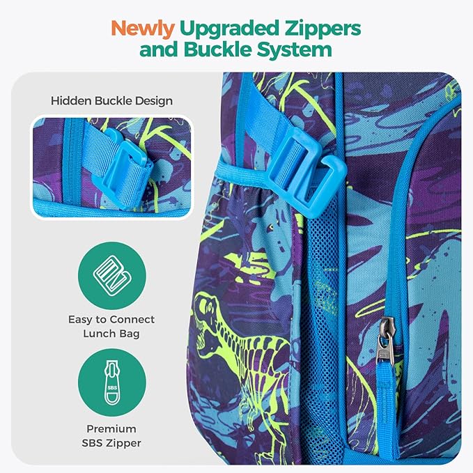 Choco Mocha Lightning Backpack for Boys, Elementary School Backpack for Boys Ages 6-8 Kids Kindergarten Backpack Bookbag 17 Inch with Chest Strap, Blue