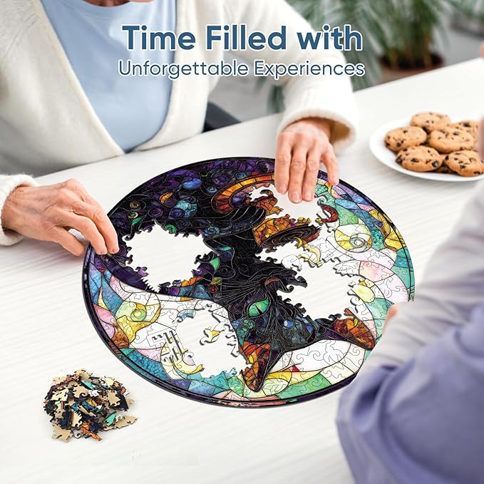 Wooden Puzzle for Adults, Black Cat Wooden Jigsaw Puzzles(16.5 * 16.5in-500pcs), Unique Animal Shape Wood Cut Puzzles Best Gift for Adults and Kids Family Game