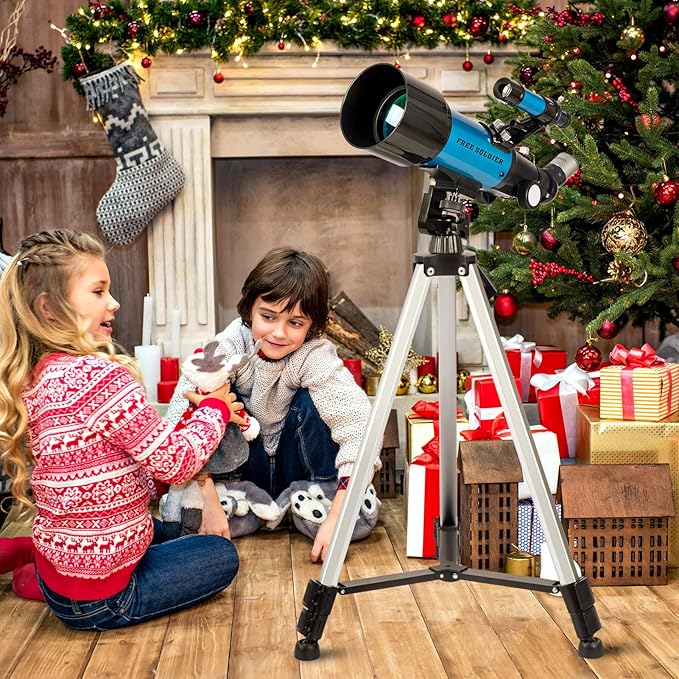Telescope for Adults Astronomy Beginners - 70mm Aperture and 400mm Focal Length Professional Refractor Telescope with Remote Great Astronomy for Christmas with Package, Blue