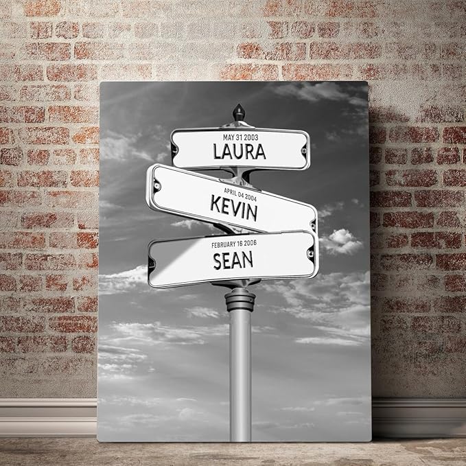 Personalized Family Street Sign Multi-Name Canvas Or Poster Wall Art, Street Sign Customized With Name, Best Gifts For Parents, Grandparents From Kids Daughter Son, Christmas Gift For Family #08