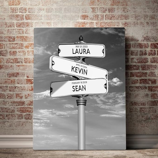 Personalized Family Street Sign Multi-Name Canvas Or Poster Wall Art, Street Sign Customized With Name, Best Gifts For Parents, Grandparents From Kids Daughter Son, Christmas Gift For Family #08