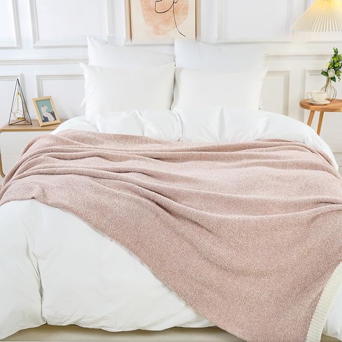 NEXHOME PRO Super Soft Throw Blankets for Couch, Reversible Warm Blanket Cozy Knit Blankets for Women, Fuzzy Plush Lightweight Throws for Sofa, Bed, Picnic, Heather Terracotta, 50 x 60 inches