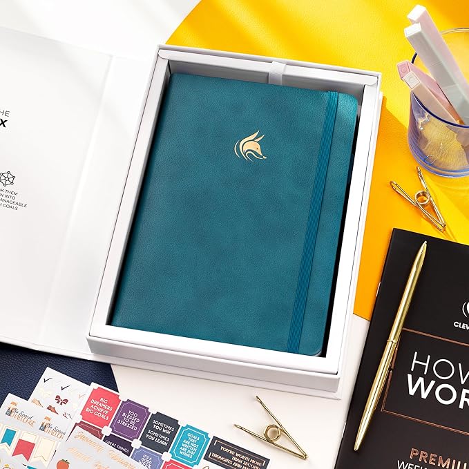 Clever Fox Planner Premium Edition – Undated Luxurious Weekly & Monthly Planner to Increase Productivity and Hit Your Goals – Organizer – Start Anytime, A5, Lasts 1 Year, Dark Teal (Weekly)