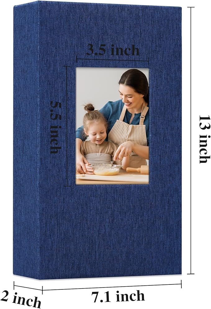 Vienrose Linen Photo Album 300 Pockets for 4x6 Photos Fabric Cover Photo Books Slip-in Picture Albums Wedding Baby Blue