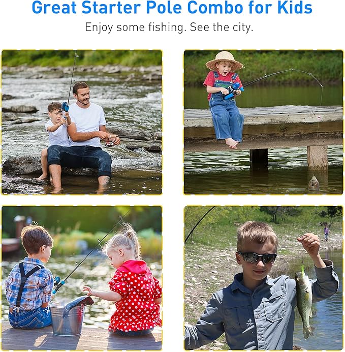 Kids Fishing Pole Kit, 59'' Telescopic Rod and Reel Beginner Combo with Spincast Reel,Tackle Box, Carrier Bag,Fishing Gear for Boys,Girls, Toddler,Youth