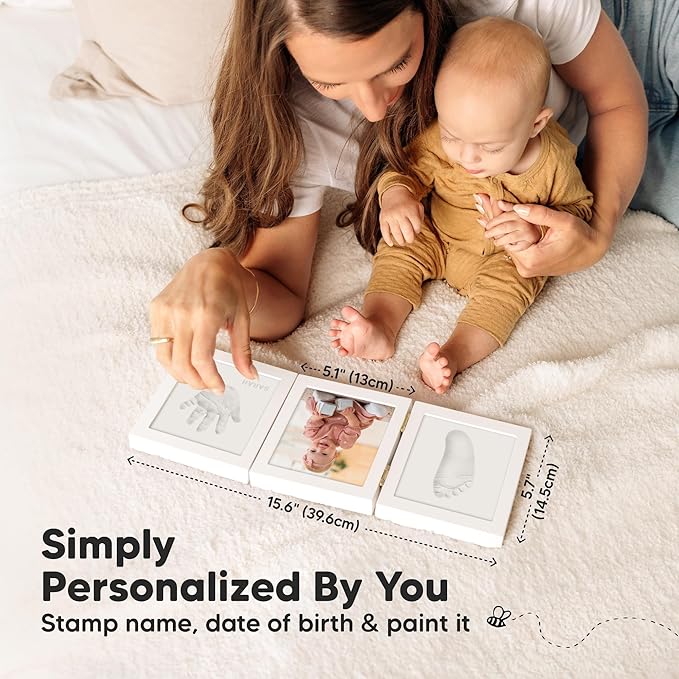 Baby Shower Gifts for Boys, Girls - Baby Hand and Footprint Kit, Newborn Handprint Kit, Keepsake Photo Frame, Nursery Picture Frame, Gender-Neutral Newborn Keepsake Gifts (Alpine White)