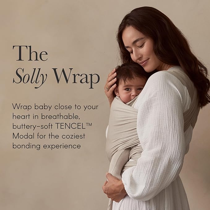 Solly Baby Wrap, Buttery-Soft Baby Carrier Newborn to Toddler 8-25 Lbs., Lightweight & Hands-Free Wrap, Breathable Summer Carrier, Baby Wearing & Postpartum Essential, New Mom Gift, Driftwood Stripe