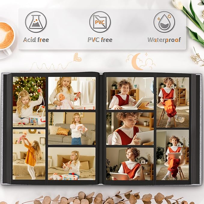 Popotop Photo Album 4x6 1000 Pockets for Wedding Gifts,Linen Hardcover Picture Albums for Family Anniversary Baby Vacation Pictures