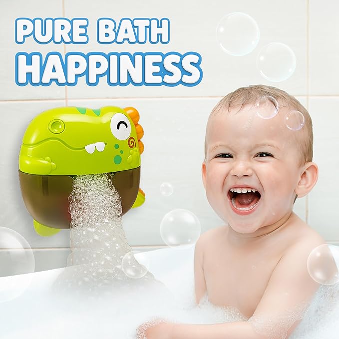 Bath Bubble Machine - Bubble Bath Maker with Lights & Music - Baby Bath Toys Bubble Maker for Bathtub - Dinosaur Toys for Kids 2-4, Strong Suction BPA Free