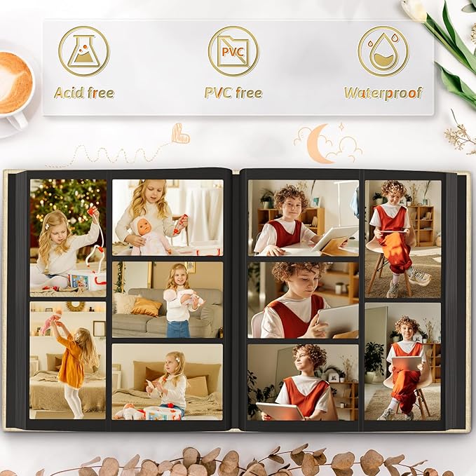 Popotop Photo Album 4x6 600 Pockets for Wedding Gifts,Linen Hardcover Picture Albums for Family Anniversary Baby Vacation Pictures