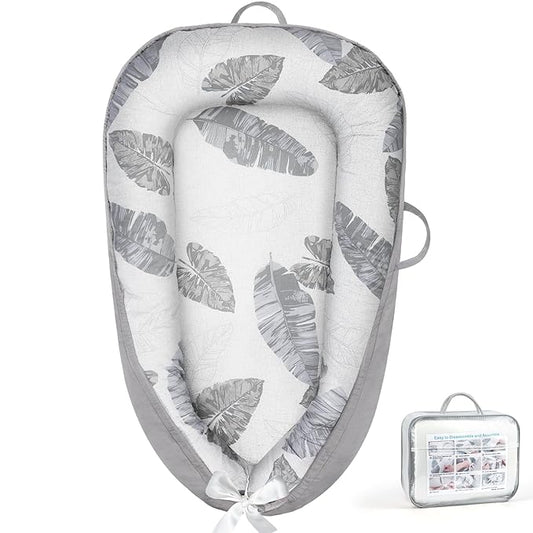 KISS GOLD Baby Lounger - Breathable Soft Cotton Cover Baby Lounger Nest, Babies Essentials Gifts, Portable Lounger for Baby Tummy Time Floor Playing Seated Support for Home and Travel