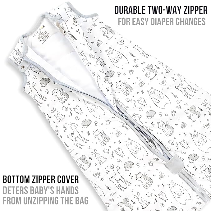 Mama Cheetah Baby Sleep Sack 2.5 TOG, Winter Baby Sleeping Bag with 2-Way Zipper, Organic Cotton Swaddle Transition Wearable Blanket for Boy Girl Infant Toddler, 0-6 Months