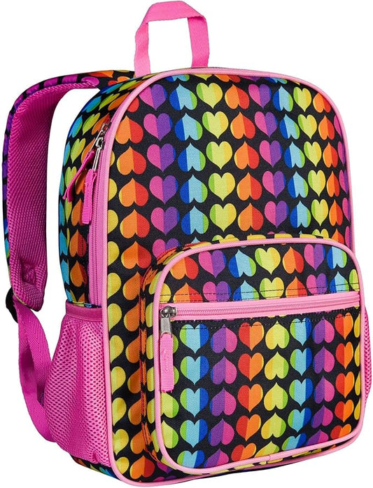 Wildkin ECO rPET Kids Backpack – Recycled, Padded, Adjustable for School & Travel – Rainbow Hearts