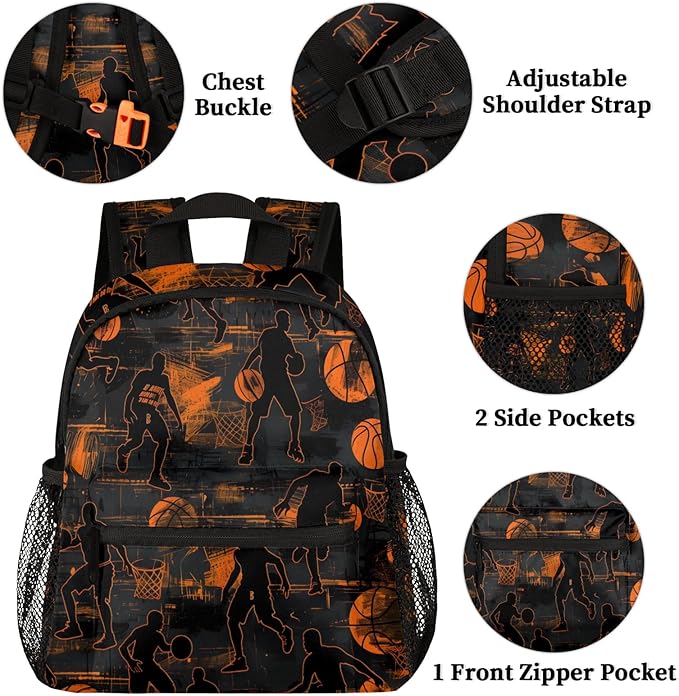 Toddler Backpack for Boys Girls - 12 Inch Basketball Player Kids Backpack Preschool Kindergarten Backpack Lightweight Waterproof Schoolbag Book Bag for School