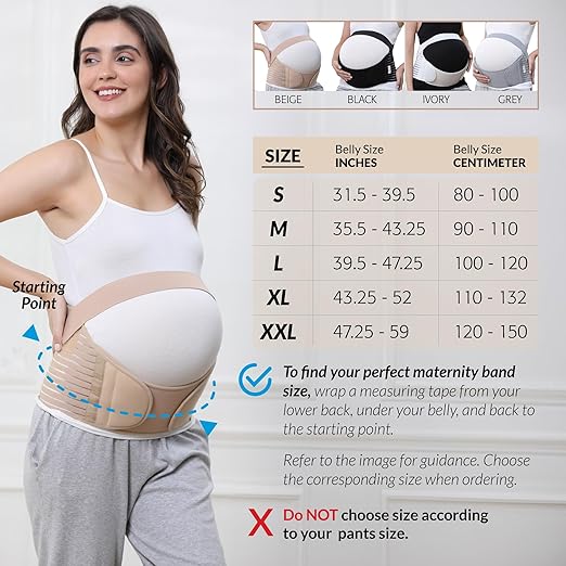 NeoTech Care Pregnancy Support Maternity Belt, Waist/Back/Abdomen Band, Belly Brace (Size XXL, Beige Color)