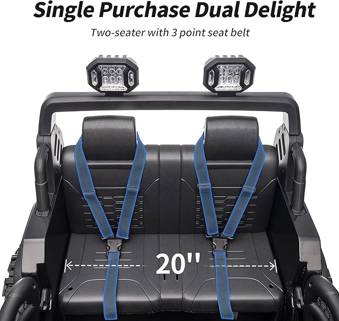 2 Seater Ride on Car Truck, 12V Kids Electric Ride on Toy for Big Kids Age 3-8 w/Remote Control- Black