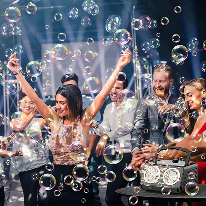 Bubble Machine Portable Bubble Machine for Kids with 2 Fans,Plug in or Battery Operated Bubble Blower,20000+ Bubbles Per Minute Bubbles for Outdoor Wedding Birthday Halloween
