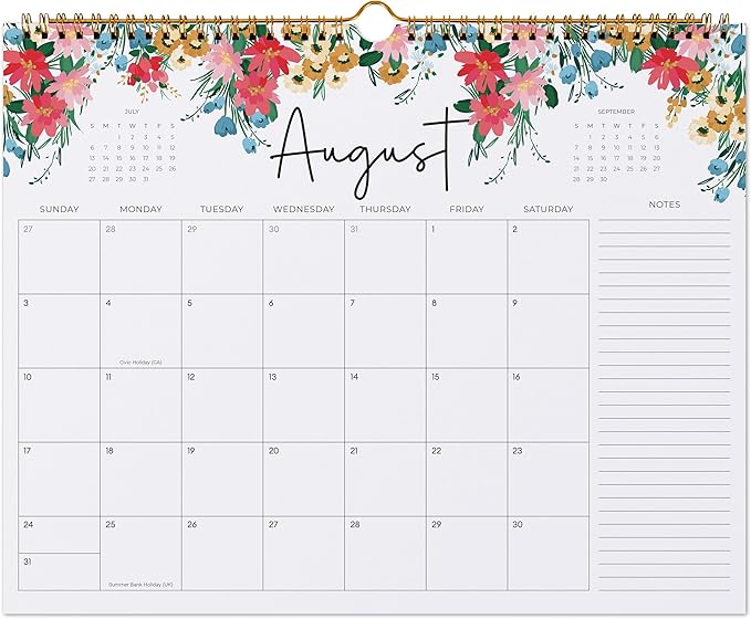 2025-2026 Calendar, Jokotha Wall Calendar 2025, Calendar Runs From Aug 2025 - Dec 2026, 15" x 12", Twin-Wire Binding, Hanging Hook, Floral Design