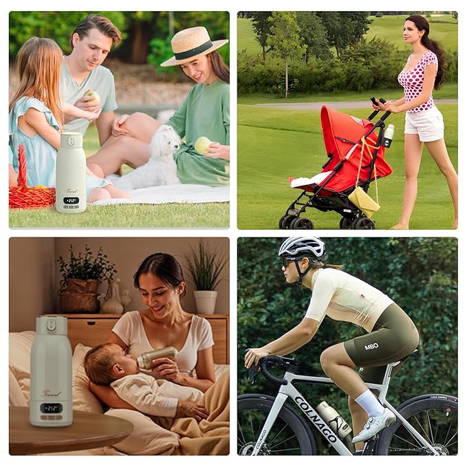 Portable Bottle Warmer for Travel Portable Milk Warmer for Baby Travel,Multi-Speed Keep Warm Function, 95-212℉ 17oz Capacity,66W Battery,24hrs Keep Warm,Best Choice for Travel Bottle Warmer on The Go