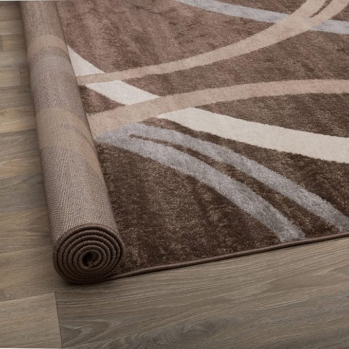 Rugshop Modern Wavy Circles Design Area Rug 3'3" x 5' Brown