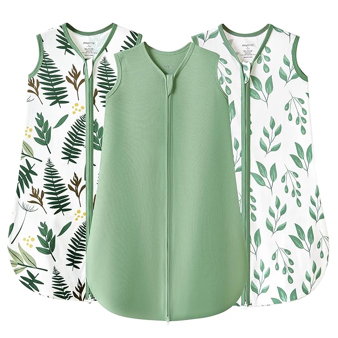 JELLYMONI Baby Sleep Sack 6-12 Months 100% Cotton Wearable Blanket, 0.5 TOG Soft Lightweight Toddler Sleeping Sack 3 Pack 2-Way Zipper Newborn Sleep Sacks