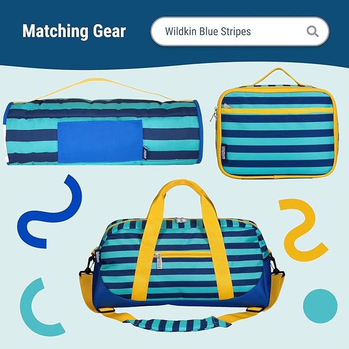 Wildkin 12-inch Kids Backpack – Padded, Adjustable, Ideal for Daycare & Travel - Blue Stripes
