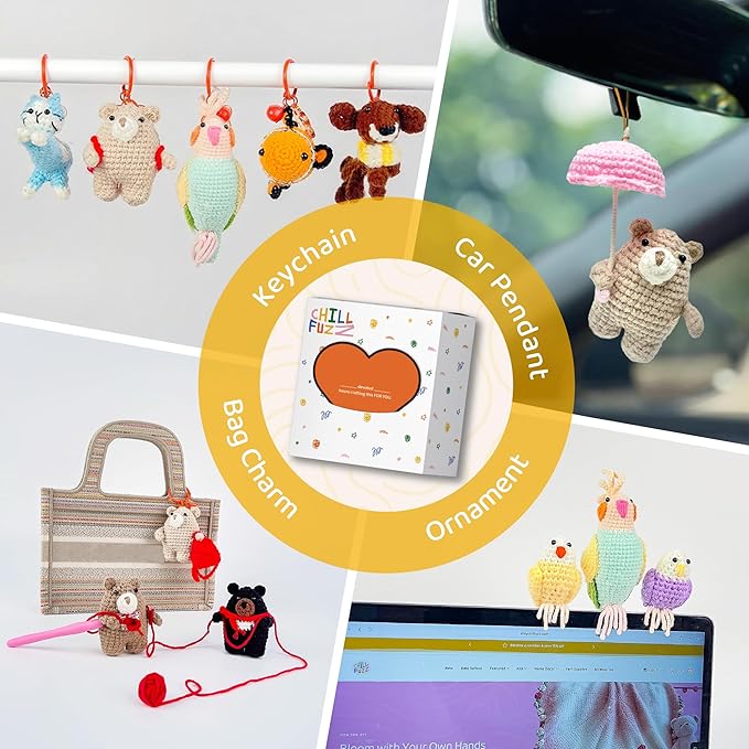 ChillFuzz Animal Crochet Kit Beginner Crochet Kit for Adults and Kids with Yarn Hook and Instructions Perfect Handmade Gift for Pet Lovers Dachshund