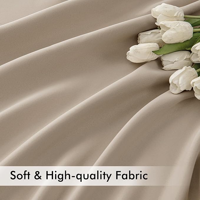 MIULEE Taupe Back Tab Blackout Curtains 90 Inches Long 2 Panels Set for Living Room Bedroom Privacy, Rod Pocket/Pinch Pleat Thermal Insulated Room Darkening Pleated Light Blocking Drapes