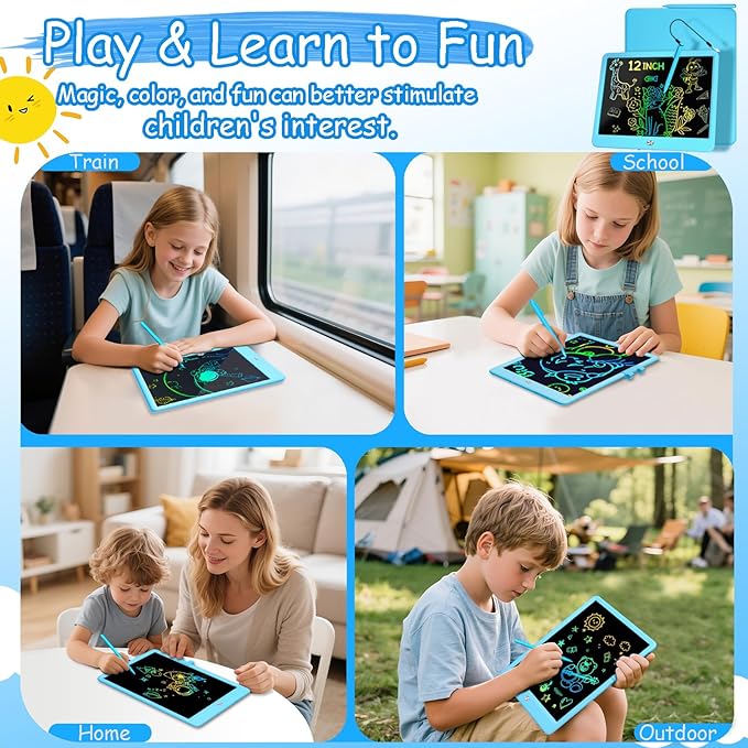 Decute Kids Toys LCD Writing Tablet with Stylus, 10 Inch Erasable Toddlers Doodle Board, Reusable Drawing Pad for Kids, Educational Christmas Birthday Gift for 3 4 5 6 7 8 Girls Boys Toddler Blue