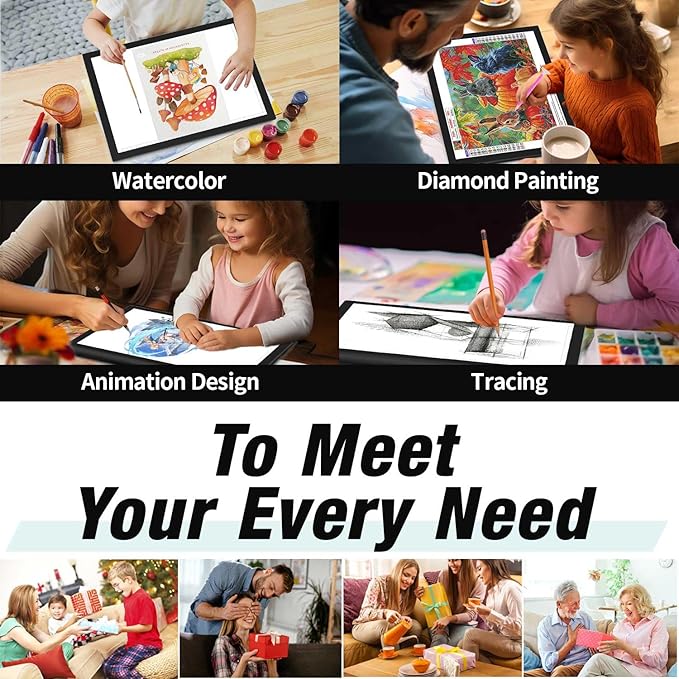 Rechargeable A4 Light Box for tracing with Padded case,Magnetic Light pad Built-in 2500mAH Battery,5 Levels of Brightness Light Table,Portable Light Board for Diamond Painting Drawing,Sketching,X-ray