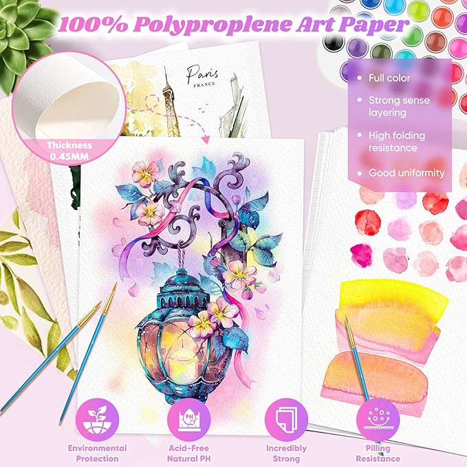 Watercolor Paper, 250 Sheets Water Color Paper Bulk, Art Supplies for Kids Adults, 9"x12" Artist Sketch Easel Painting Drawing Paper, Valentines Day Easter Basket Stuffers, Teacher & School Supplies