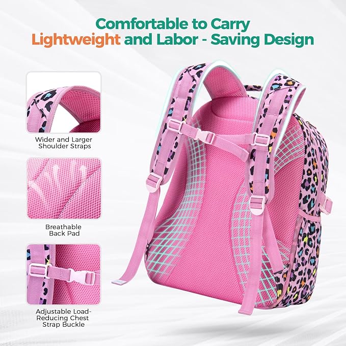 Choco Mocha Glitter Backpack for Girls, Elementary School Backpack for Girls Ages 6-8 Kids Kindergarten Backpack Bookbag 17 Inch with Chest Strap,