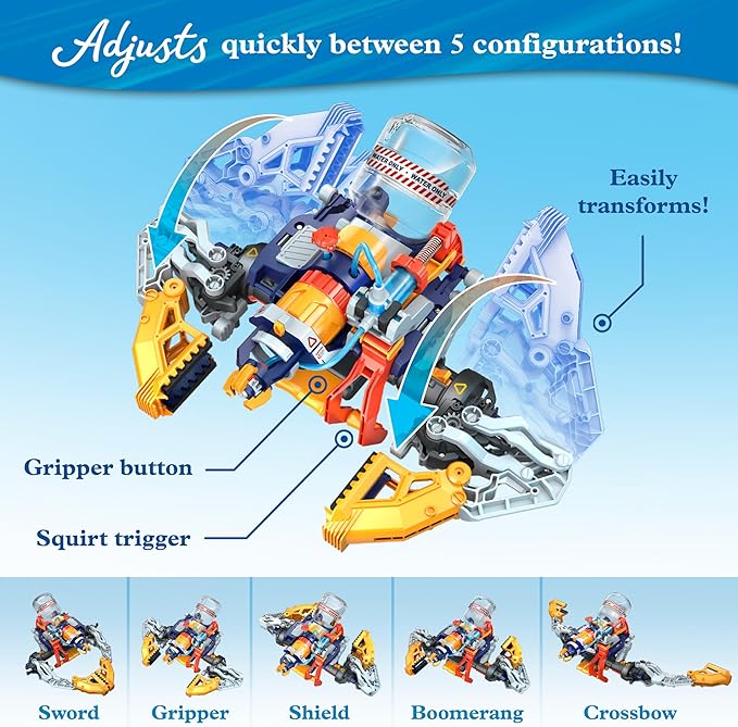Thames & Kosmos Mega Cyborg Hydro Blaster STEM Experiment Kit, Toy of The Year Finalist - Build a Wearable Hydraulic-Powered Water Toy & Gripper, Shoots Water Up to 20 Feet, Transforms Into 5 Models