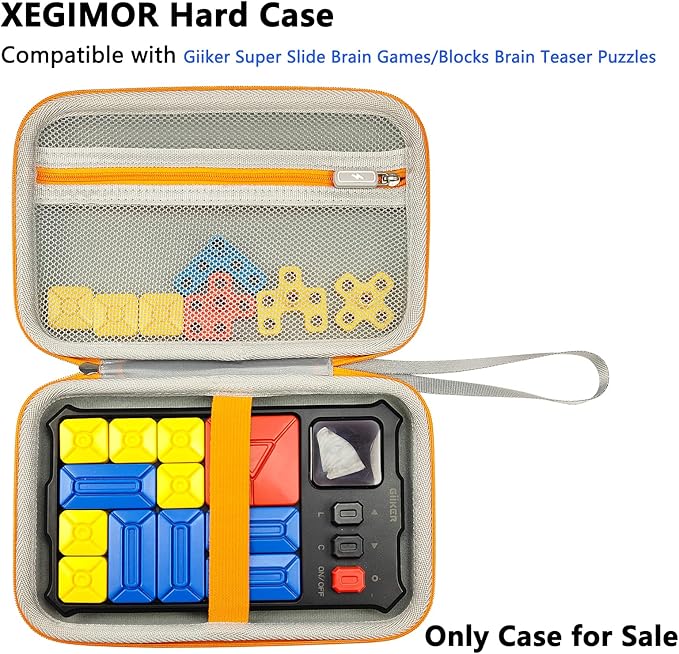 Case Compatible with Giiker Super Slide Brain Games, Protective Storage Bag Holder for Giiker Brain Teaser Puzzles Games Toys (Only Case) (Orange-Grey)