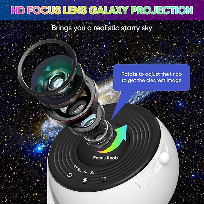 Galaxy Projector, 13 in 1 HD Planetarium Star Projector for Bedroom, 360 Rotating Star Light with Adjustable Knob and Timer for Kids, Ceiling, Gifts, Room Decoration
