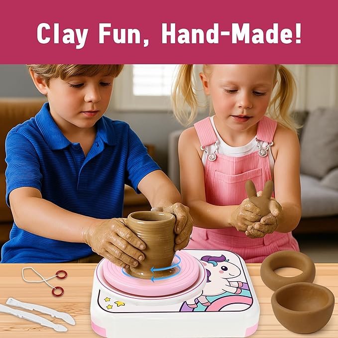 ROHSCE Ceramic Pottery Wheel Kit, Clay and Painting Set for Kids Creative Art Toys