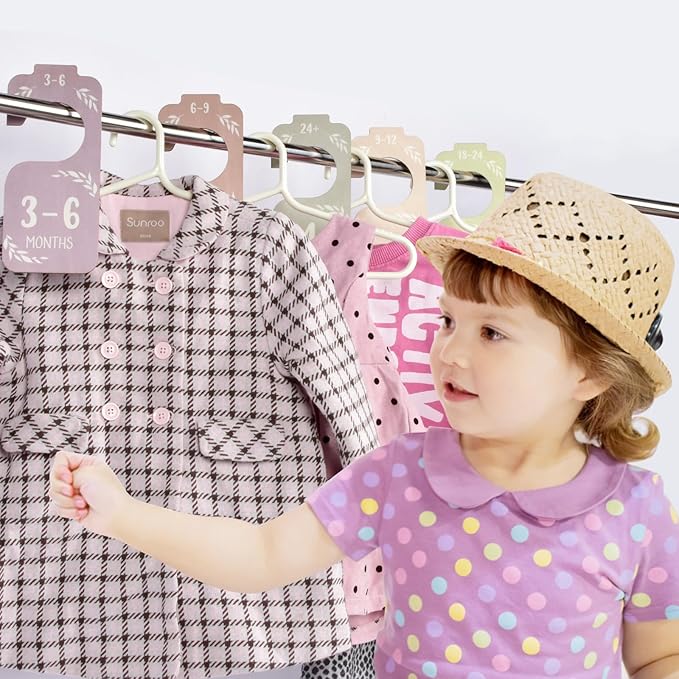 Baby Closet Dividers for Clothes Organizer, 8 PCS Wooden Double-Sided Clothes Organizer from Newborn to 24 Months, Colorful Baby Clothes Dividers for Nursery Beautiful Decor