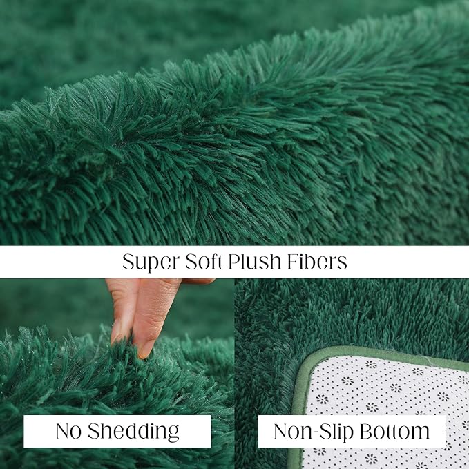Ultra Soft Area Rug, Fluffy 8x10 Green Rugs for Living Room, Plush Area Rugs for Bedroom, Non-Slip Indoor Carpet for Nursery, Study Room, Kids Room, Room Decor