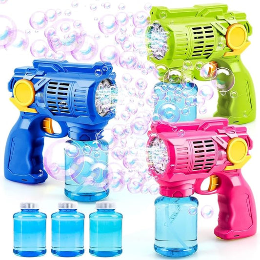 TOY Life 3 Pack Bubble Guns for Kids, Automatic Bubble Blower, Leakproof & Lightweight, Outdoor Summer Toys for Beach Travel, Easter Basket Stuffer, Party Favor, Birthday Gift for Toddlers Boys Girls