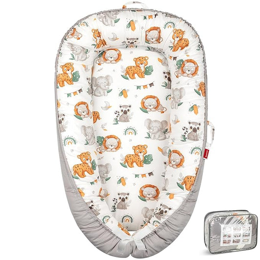 Baby Lounger - Breathable & Soft Baby Nest, Portable and Lightweight Tummy Time Lounger for Home and Travel, Ideal Newborn Babies Essentials Baby Shower Gifts