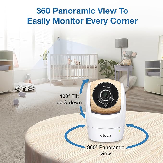 VTech VM928-2HD 5” 720p HD Display 2 Cameras Baby Monitor,110 Wide Angle View,Remote Pan-Tilt-Zoom,Night Vision,Up to 1000ft Range,Temperature Sensor,9 Soothing Sounds & Lullabies,2-Way Talk,No WiFi