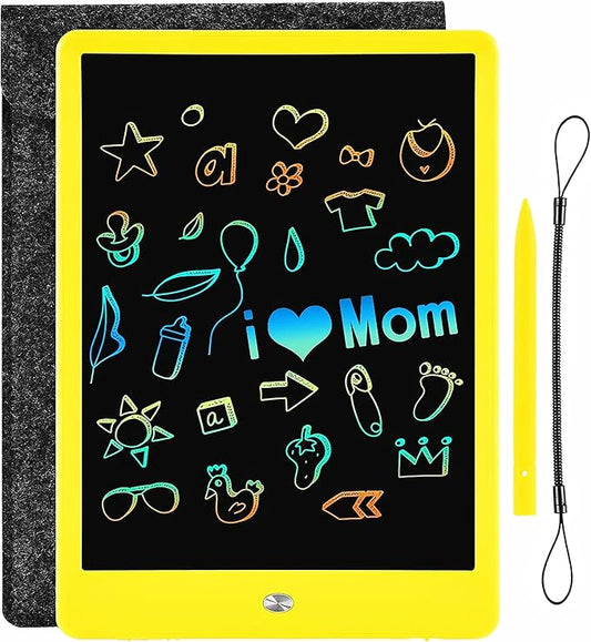 Sketch Pads for Drawing Kids, LEYAOYAO LCD Writing Tablet with Protect Bag Etch a Pads,Colourful Screen Draw Pad Draw Board,Birthday Gifts for 3 4 5 6 Year Old Girls(Yellow,10-Inch)