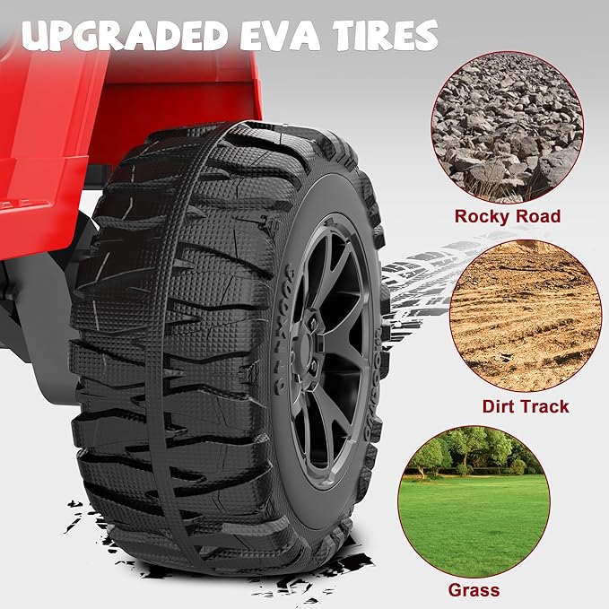 ANPABO 24V 2 Seater Ride On Car for Kids w/EVA Tires, 4X200W Motors, 4 Shock Absorbers, 2.4G Remote Control, Bluetooth Radio, LED Headlights & Searchlights, Electric Car for Kids Ages 3-8,Bright red