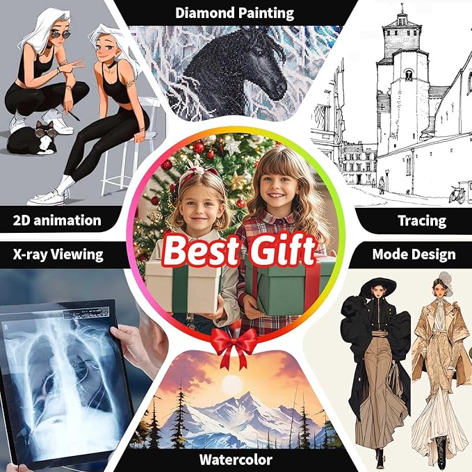 Rechargeable A4 Light Box for tracing,Magnetic Light pad Built-in 2500mAH Battery,5 Levels of Brightness Light Table,Portable Light Board for Diamond Painting Drawing,Sketching,Animation,X-ray