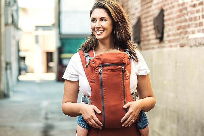 Beco Baby Carrier 8 Hybrid Newborn to Toddler Carrier (7–45 lbs) - All in 1 Breathable Mesh, Ergonomic Baby Backpack - Front & Hip Carrier with Adjustable Seat – Rust