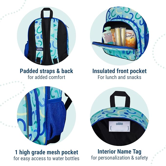 Wildkin 12-inch Kids Backpack – Padded, Adjustable, Ideal for Daycare & Travel (Confetti Blue)