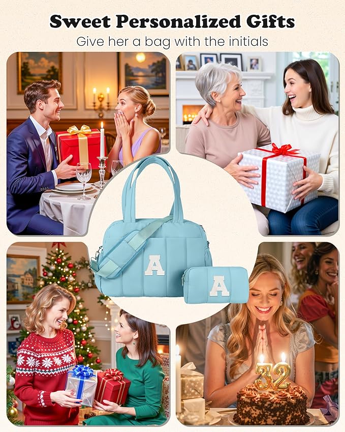 Duffle Bag, Weekender Bags for Girl，Gift for Everyone-Initial Overnight Bag with Wet Pocket，Lightweight Dance Bags Personalized Gymnastics bag with Makeup Pouch