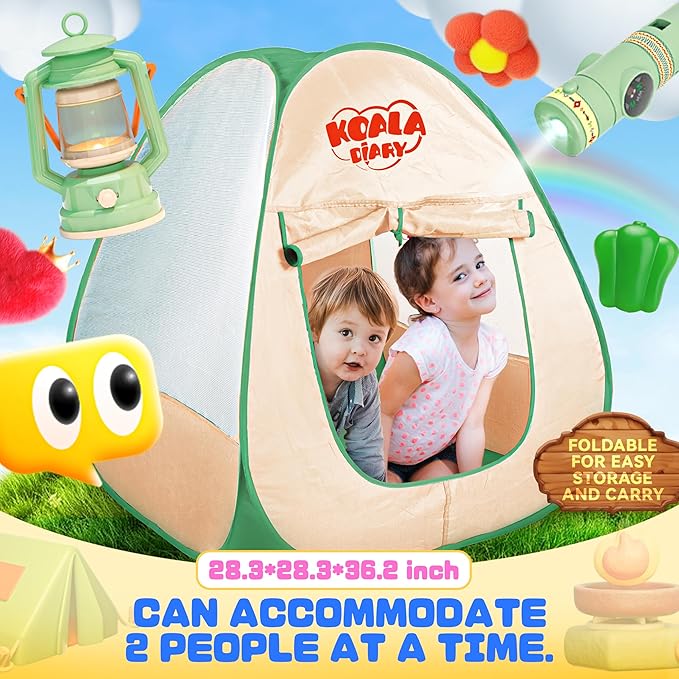 Kids Camping Set, SMILESSKIDDO 41 PCS Pretend Camping Set for Kids 3-5 with Pop Up Tent - Indoor and Outdoor Play Camping Toys for Toddlers