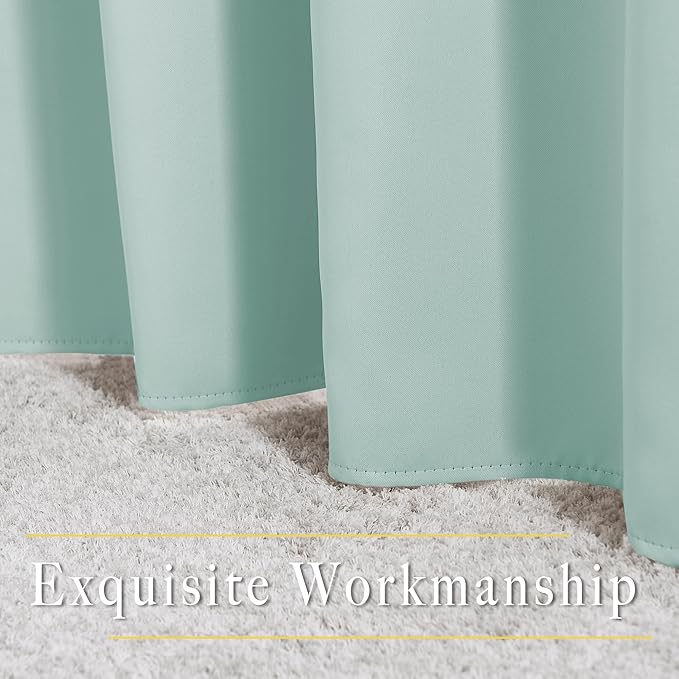 NICETOWN Blackout Curtains and Drapes for Window 95" L - Triple Weave Energy Saving Thermal Insulated Solid Grommet Blackout Panels for Patio (80" Wide per Panel, 2 Panels, Aqua Blue)