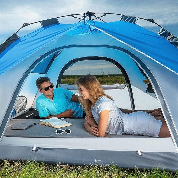 MOON LENCE Instant Pop Up Tent for 3-4 Person - Automatic Portable, Windproof for Camping, Hiking, Mountaineering